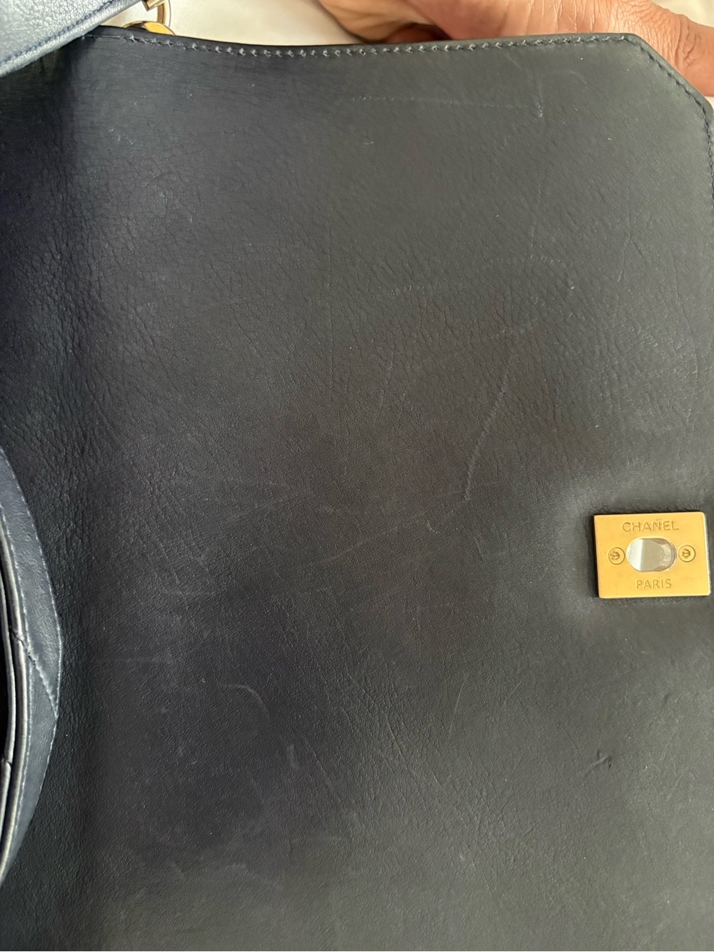 CHANEL Navy Quilted Leather Flap Shoulder Bag. Good Cond. See Pics For Flaws. - Picture 13 of 14